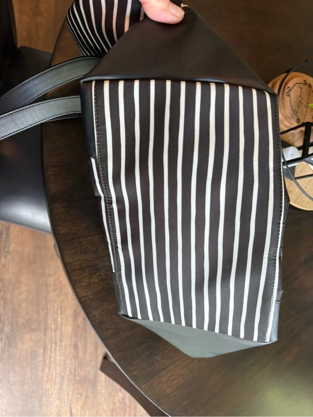 Stella & Dot Black and White Striped Backpack Purse